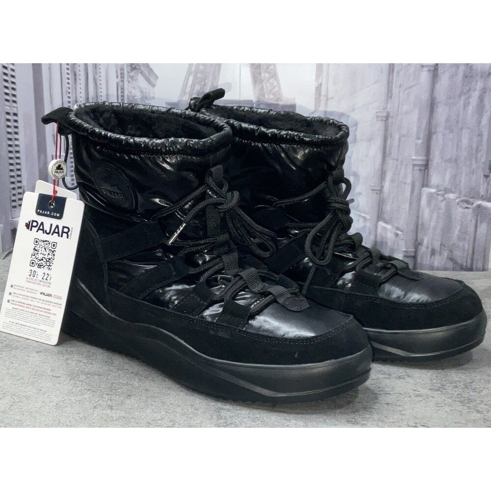 Pajar Canada Aviva Black Nubuck /Leather/Nylon Women’s Snow Boots Size 9